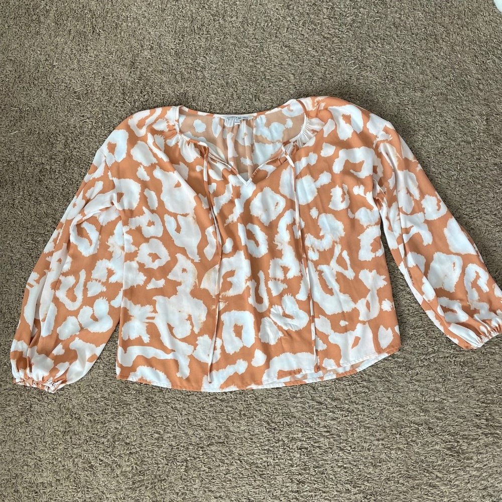 Elizabeth and James Orange and White Blouse